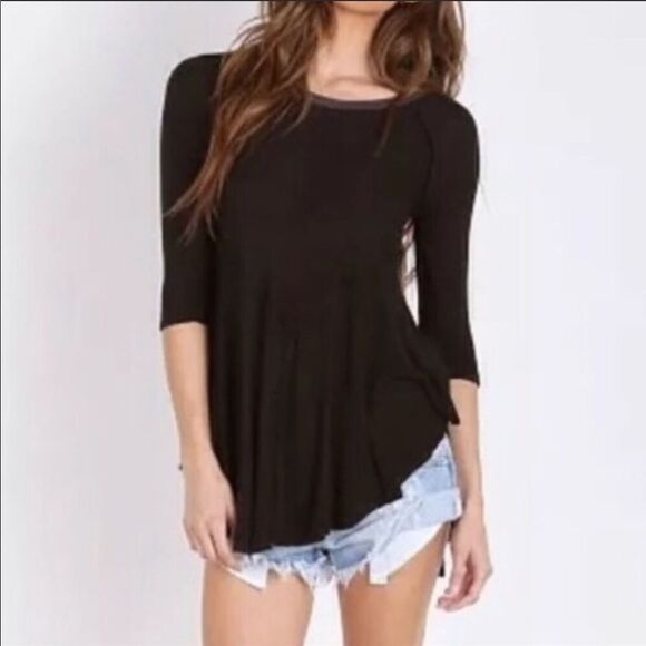 FREE PEOPLE | Weekend Top Black & Gray Size Small - Picture 2 of 11